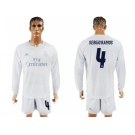 Real Madrid #4 Sergio Ramos Marine Environmental Protection Home Long Sleeves Soccer Club Jersey