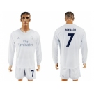Real Madrid #7 Ronaldo Marine Environmental Protection Home Long Sleeves Soccer Club Jersey
