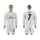 Real Madrid #7 Rual White Home Long Sleeves Soccer Club Jersey