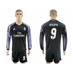 Real Madrid #9 Benzema Sec Away Long Sleeves Soccer Club Jersey 1