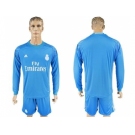 Real Madrid Blank Sky Blue Goalkeeper Long Sleeves Soccer Club Jersey