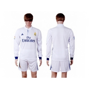 Real Madrid Blank White Home Long Sleeves Soccer Club Jersey 1