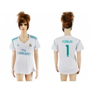 Women's Real Madrid #1 I.Casillas Home Soccer Club Jersey