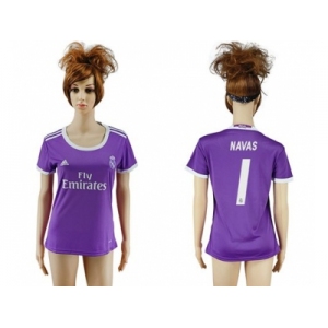Women's Real Madrid #1 Navas Away Soccer Club Jersey1