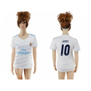 Women's Real Madrid #10 James Home Soccer Club Jersey2