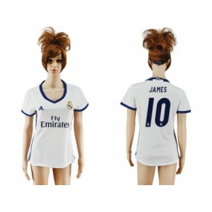 Women's Real Madrid #10 James Home Soccer Club Jersey4