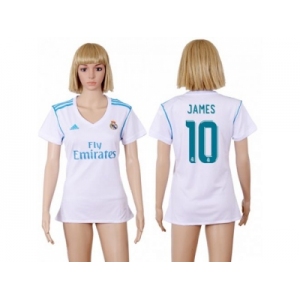 Women's Real Madrid #10 James Home Soccer Club Jersey