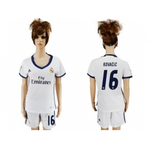 Women's Real Madrid #16 Kovacic Home Soccer Club Jersey1