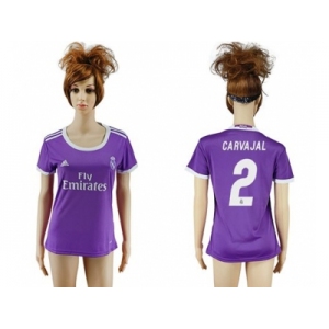 Women's Real Madrid #2 Carvajal Away Soccer Club Jersey2