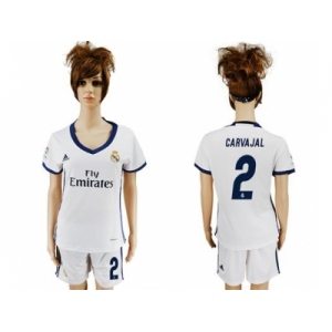 Women's Real Madrid #2 Carvajal Home Soccer Club Jersey2
