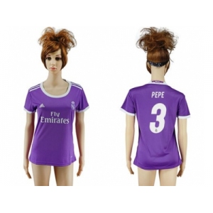 Women's Real Madrid #3 Pepe Away Soccer Club Jersey1