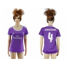 Women's Real Madrid #4 Sergio Ramos Away Soccer Club Jersey2