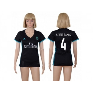 Women's Real Madrid #4 Sergio Ramos Away Soccer Club Jersey