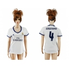 Women's Real Madrid #4 Sergio Ramos Home Soccer Club Jersey4