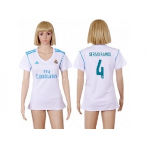 Women's Real Madrid #4 Sergio Ramos Home Soccer Club Jersey