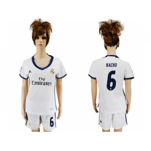 Women's Real Madrid #6 Nacho Home Soccer Club Jersey2