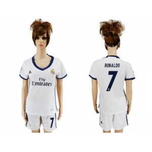 Women's Real Madrid #7 Ronaldo Home Soccer Club Jersey3
