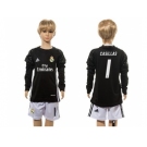 Real Madrid #1 Casillas Black Goalkeeper Long Sleeves Kid Soccer Club Jersey