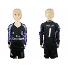 Real Madrid #1 Casillas Sec Away Long Sleeves Kid Soccer Club Jersey