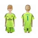 Real Madrid #1 I.Casillas Shiny Green Goalkeeper Kid Soccer Club Jersey