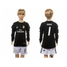 Real Madrid #1 Navas Black Goalkeeper Long Sleeves Kid Soccer Club Jersey