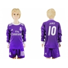 Real Madrid #10 James Away Long Sleeves Kid Soccer Club Jersey