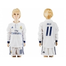 Real Madrid #11 Bale Home Long Sleeves Kid Soccer Club Jersey