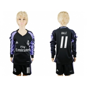 Real Madrid #11 Bale Sec Away Long Sleeves Kid Soccer Club Jersey