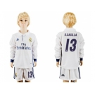 Real Madrid #13 K.Casilla Home Long Sleeves Kid Soccer Club Jersey