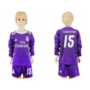 Real Madrid #15 F.Coentrao Away Long Sleeves Kid Soccer Club Jersey