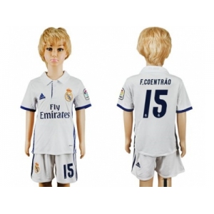Real Madrid #15 F.Coentrao White Home Kid Soccer Club Jersey1