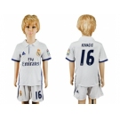 Real Madrid #16 Kovacic White Home Kid Soccer Club Jersey1