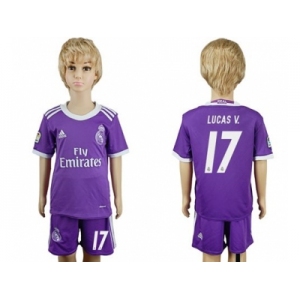 Real Madrid #17 Lucas V. Away Kid Soccer Club Jersey2