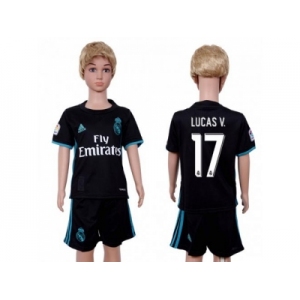 Real Madrid #17 Lucas V. Away Kid Soccer Club Jersey