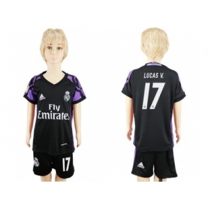 Real Madrid #17 Lucas V. Black Kid Soccer Club Jersey