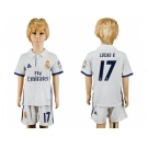 Real Madrid #17 Lucas V. White Home Kid Soccer Club Jersey2