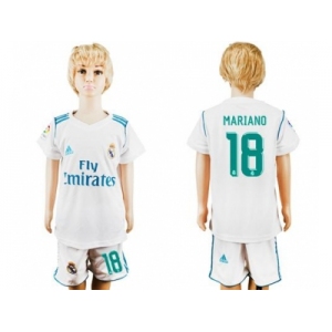Real Madrid #18 Mariano White Home Kid Soccer Club Jersey