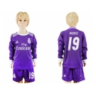 Real Madrid #19 Modric Away Long Sleeves Kid Soccer Club Jersey