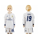 Real Madrid #19 Modric Home Long Sleeves Kid Soccer Club Jersey