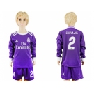 Real Madrid #2 Carvajal Away Long Sleeves Kid Soccer Club Jersey