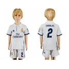 Real Madrid #2 Carvajal White Home Kid Soccer Club Jersey1