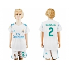 Real Madrid #2 Carvajal White Home Kid Soccer Club Jersey