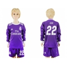 Real Madrid #22 Isco Away Long Sleeves Kid Soccer Club Jersey