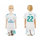 Real Madrid #22 Isco White Home Kid Soccer Club Jersey