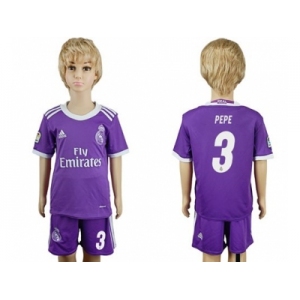 Real Madrid #3 Pepe Away Kid Soccer Club Jersey1