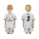 Real Madrid #3 Pepe White Home Kid Soccer Club Jersey1