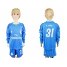 Real Madrid #31 R.Yanez Sky Blue Goalkeeper Long Sleeves Kid Soccer Club Jerse