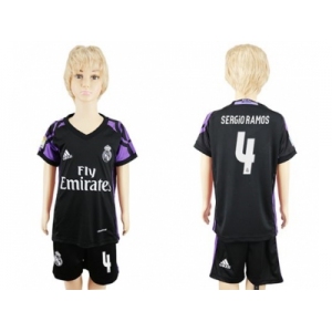 Real Madrid #4 Sergio Ramos Black Kid Soccer Club Jersey