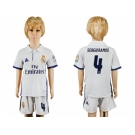 Real Madrid #4 Sergio Ramos White Home Kid Soccer Club Jersey1