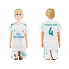 Real Madrid #4 Sergio Ramos White Home Kid Soccer Club Jersey